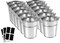 12 Metal Buckets with Chalkboard Stickers (Silver) 5"L x 5"W x 4.75"H